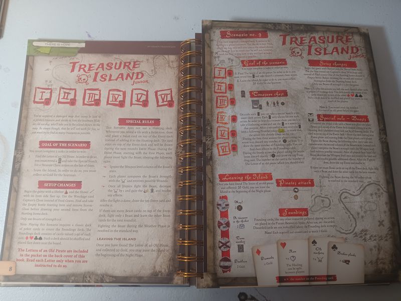 Old Treasure Island Jr. scenario sheet vs new Book of Adventures version. Sheets are now split onto two pages for larger text and better readability.